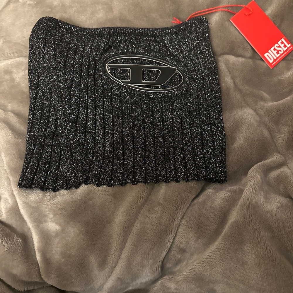 Exclusive diesel logo-plaque ribbed-knit top